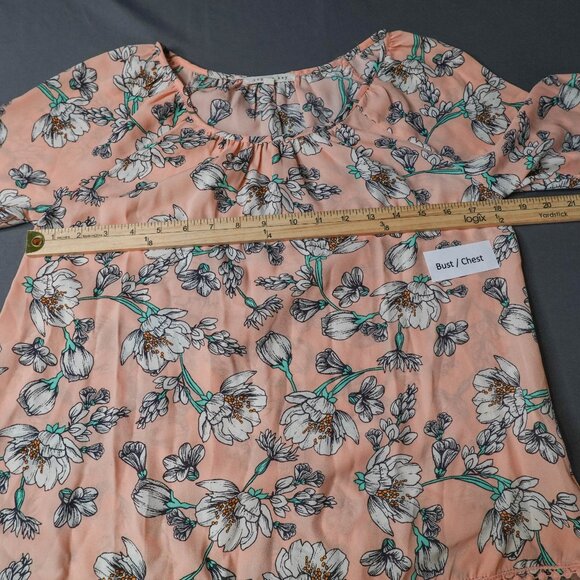 Copper Key Womens Top XS Peach Floral Sheer Coquette Romantic Flowy Timeless - Picture 9 of 13